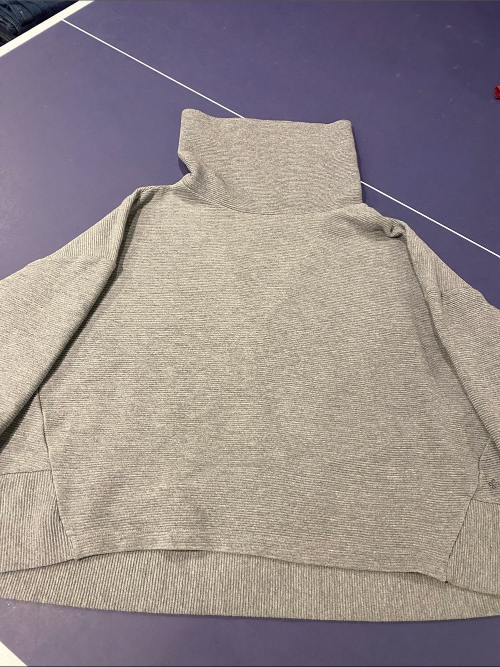Women’s Ribbed Gray Turtleneck Sweater
